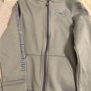 Under Armour Kids Light Gray Jacket with Blue Logo